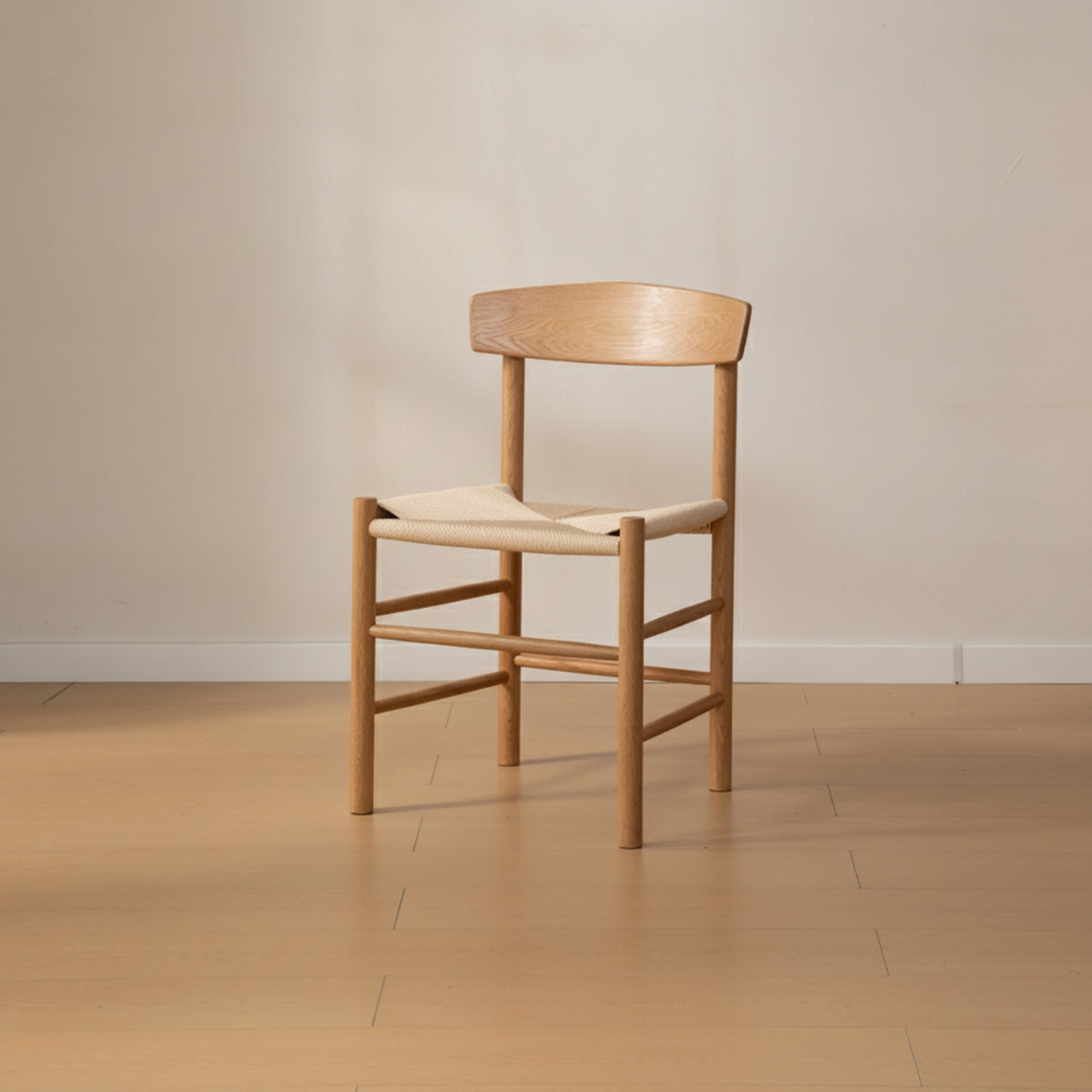 Dining Chair with Woven Seat Solid Wood Wooden Chair Upright Counter Stool for Kitchen Island, Cafe, Dining Room