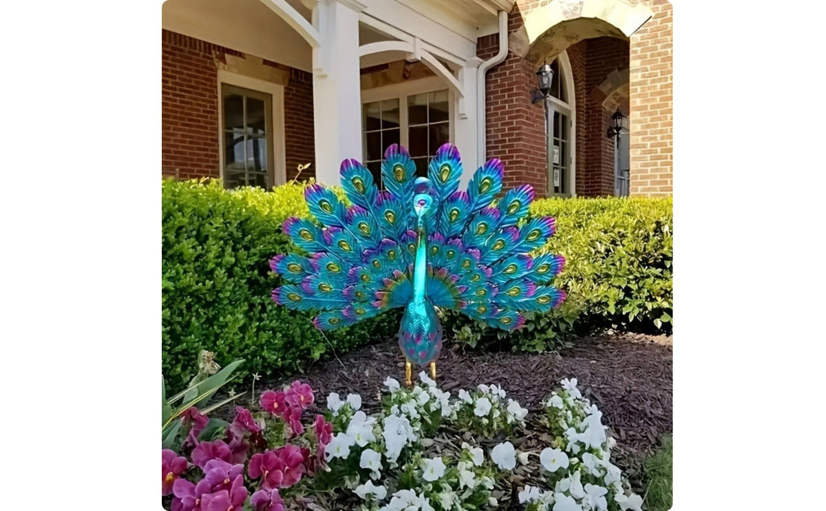 Metal Peacock Statue Long-Lasting Peacock Garden Sculpture Decorative Finish