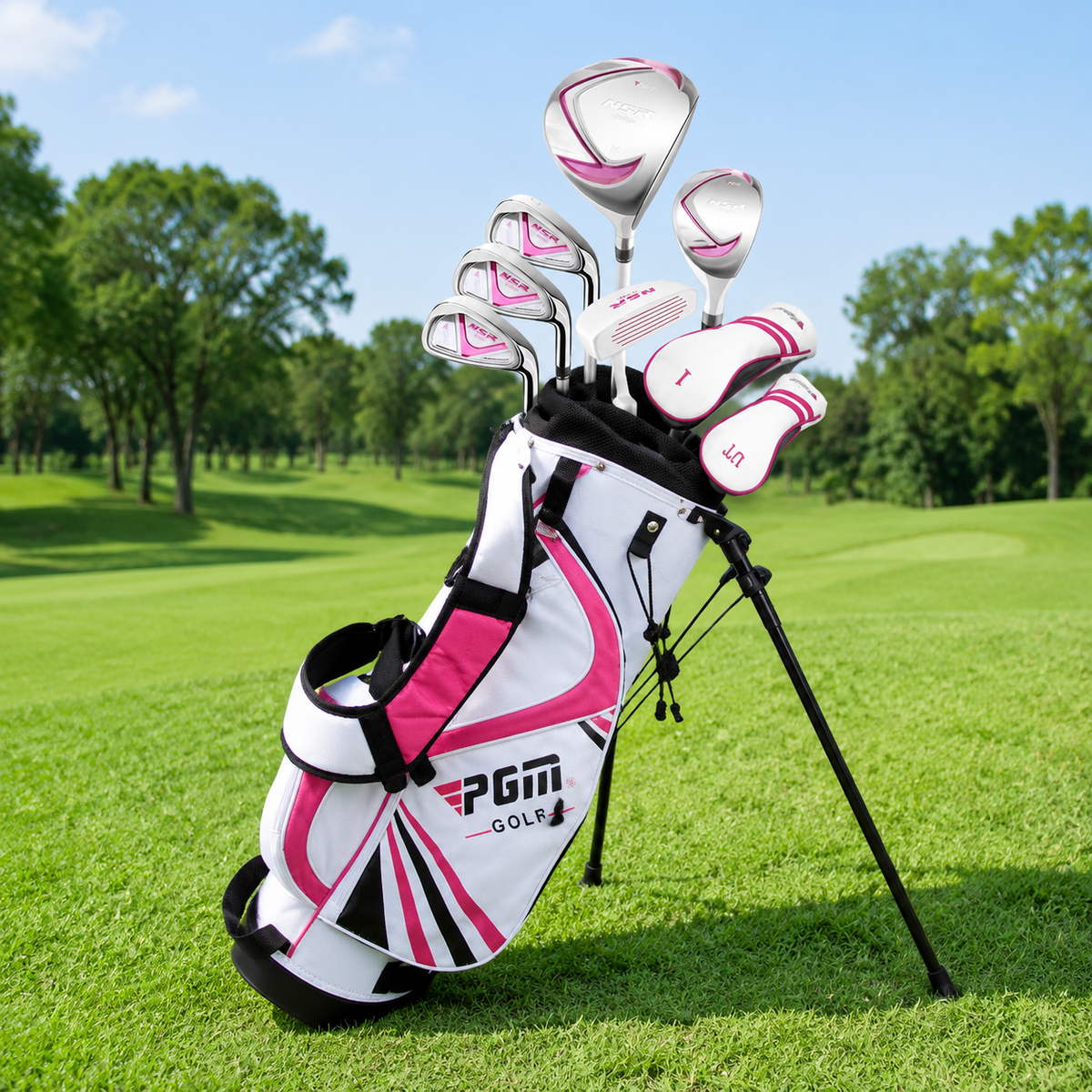 Beginner Kids Club Set, 6 Piece Right-Handed with Lightweight Carbon Fiber Shafts, Putter, Stand Bag, for 95-115cm Junior Players