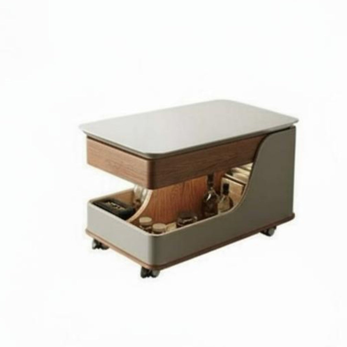 Space-Saving Design Foldable Tea Trolley Mobile on rollers Side Table Lockable Casters Serving Cart Extendable surface for Small Apartment Dwellers, Homeowners, Entertainers, Living Room, Beside Sofa, Home Office