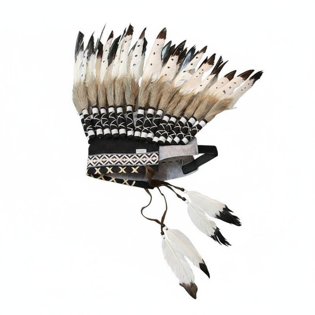Indian Aesthetic Feather Battle Headdress Natural Feathers Tribal Aesthetic Headpiece Leader Feather Headdress Adjustable Band