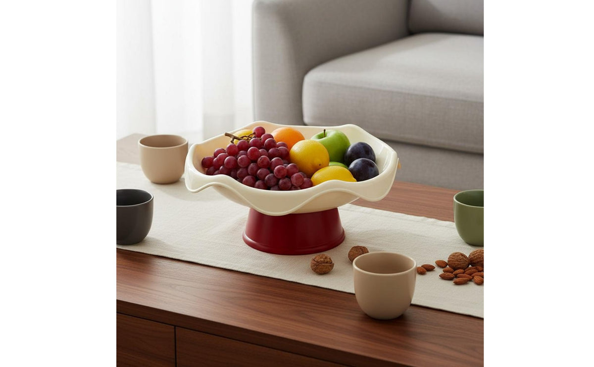 Candy and Nut Serving Dish Versatile Decorative Centerpiece Bowl Food-Grade Material Wavy Edge Snack Platter for New Year, Living Room, Party