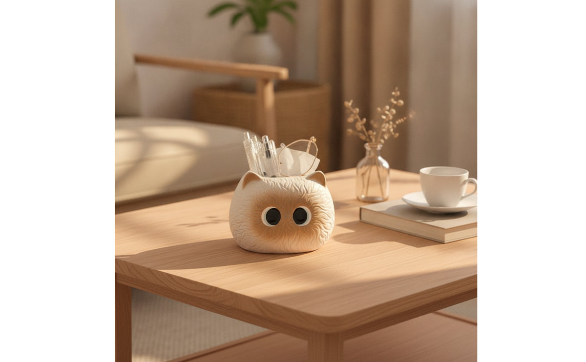 Desktop Cat Tissue Box Cover Tabletop Cat Tissue Box Adorable Ceramic Organizer with Top Opening Elegant for Vanity