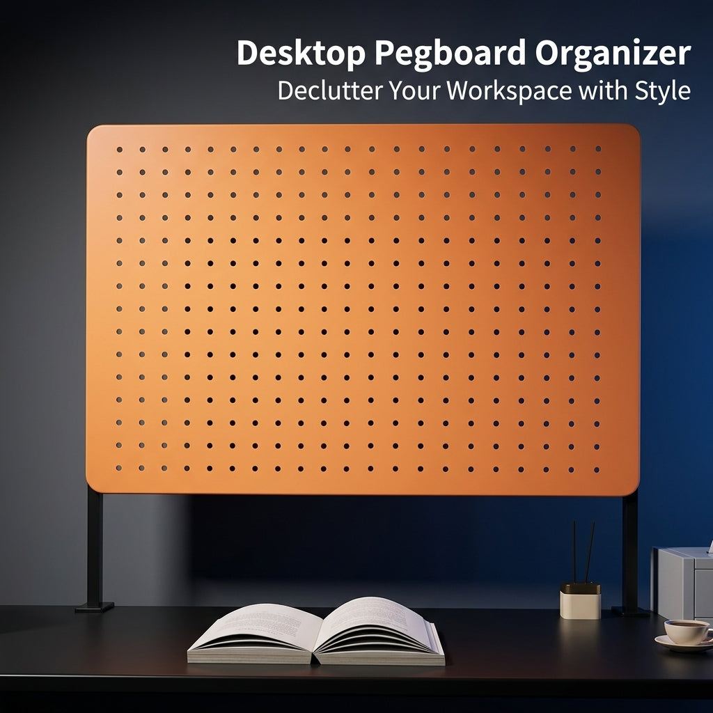 Pegboard Organizer for Desk with Clamp Mount, Metal Peg Boards for Workspace Organization, Removable Table Storage Rack for Students