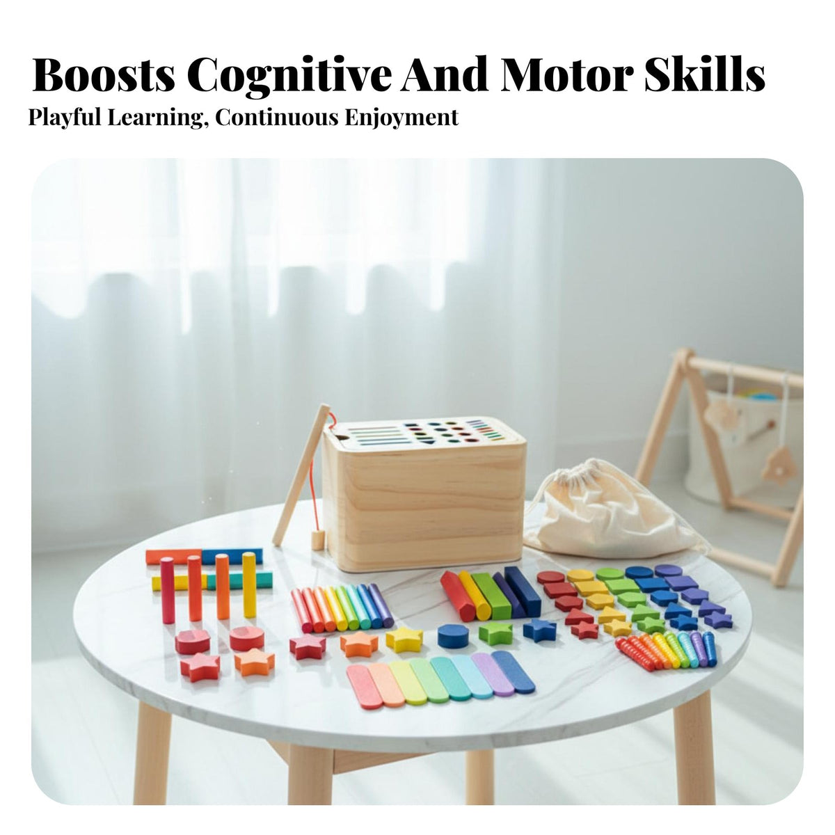 Multiple Play Modes Color and Shape Sorting Toy Develops Fine Movement Skills Wooden Shape Sorter Box Hand-Eye Coordination Color Sorting Box Natural Wood for Toddlers, Kids, Preschoolers, Preschool, Daycare