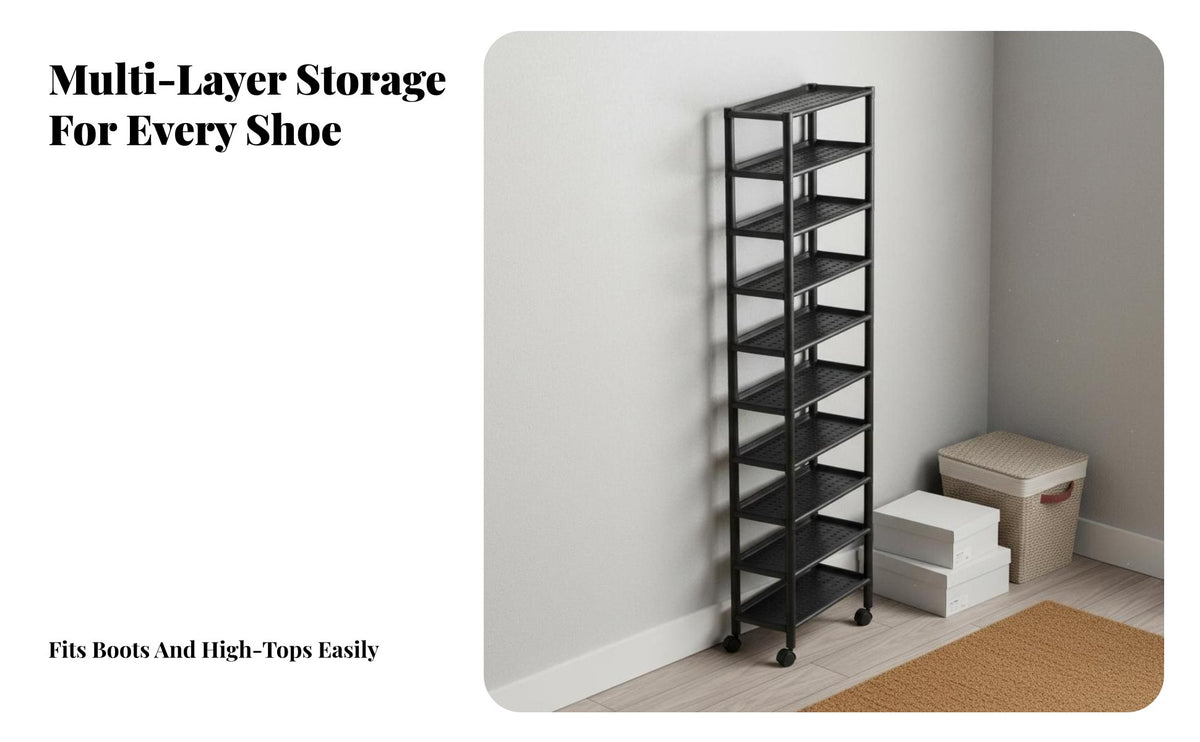 Space Saving Multi-Layer Shoe Rack Japanese Design Multi-Tier Shoe Shelf Easy Assembly Modular Design for Apartment Dwellers, Homeowners, Small Areas, Living Room, Entryway, Hallway