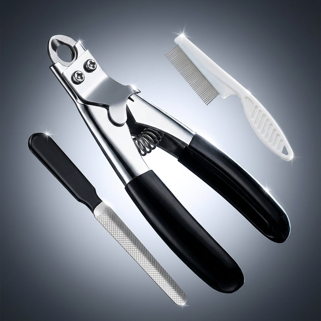 Nail Clippers with a Built-in Nail File for Dog Grooming, Professional Dog Nail Scissors with a Guard Avoid Over Cutting, Non Slip Handle Set