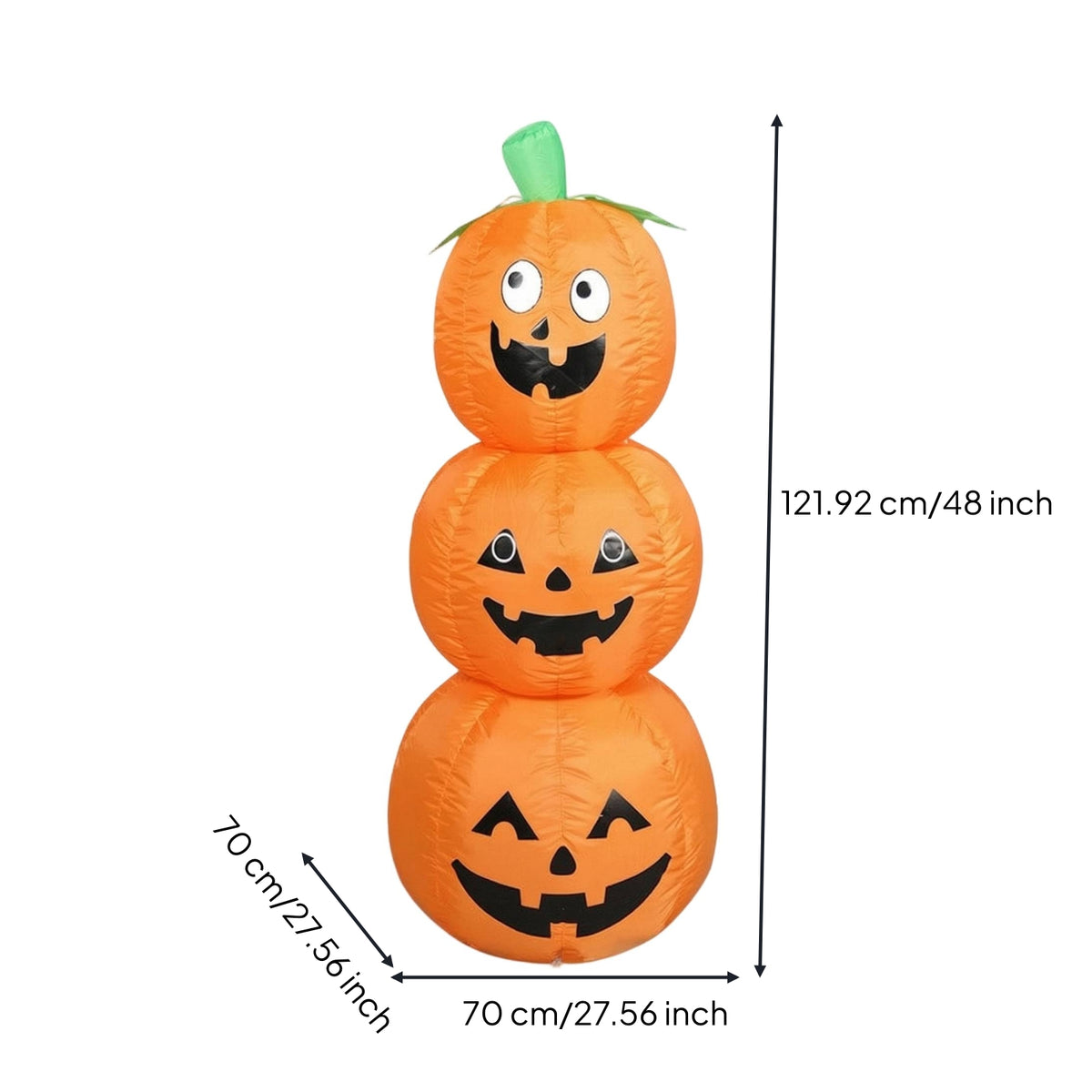 Halloween Inflatable Pumpkin Air-Blown Halloween Inflatable with Built-in Fan Jack-O'-Lantern Decoration Stacked Easy Setup