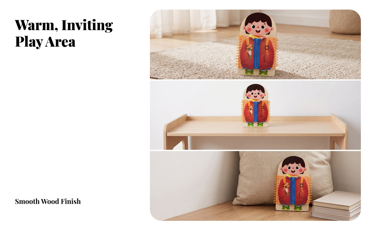 Fine-Motor Wooden Busy Board with Zipper | hands-on activity Busy Board, for Quiet play period