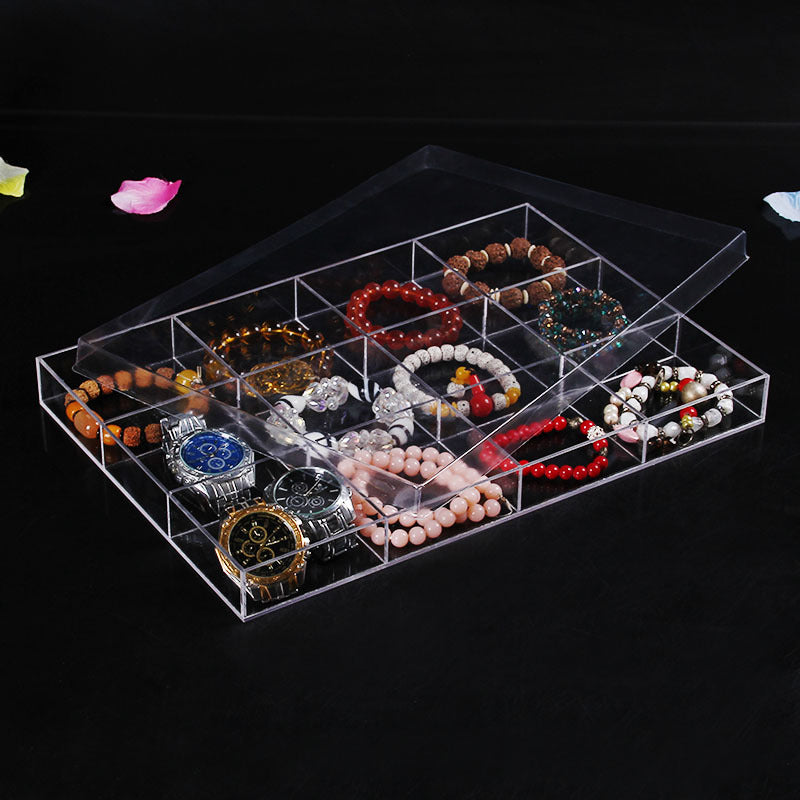 Acrylic Clear Multi-Compartment Jewelry Display Tray for Earrings Bracelets Beads