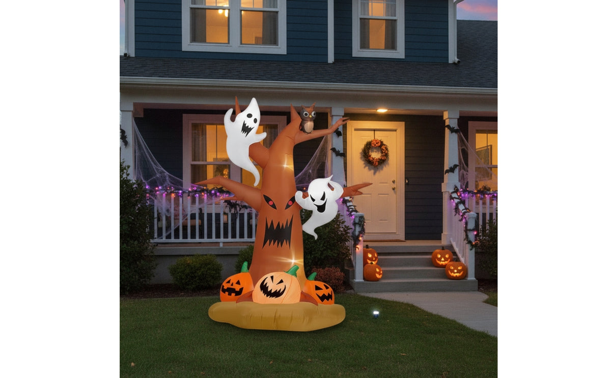 Inflate Halloween Inflatable Tree with Built-in LEDs Scary Halloween Tree Inflatable Easy Setup Yard Decoration Fast Inflation for Families