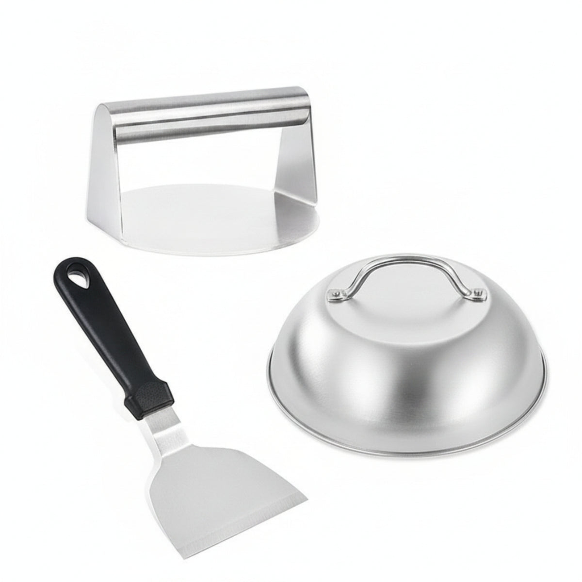 3 Pieces Spatula Set with Burger Press Flat Top Burger Press with Spatula Griddle Accessories Set Professional Barbecue Tools