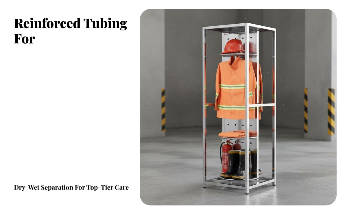 Double-Sided Turnout Gear Rack Stainless Steel Fire Suit Hanger Heavy Duty Firefighter Gear Rack for Firefighters, Assistance Teams