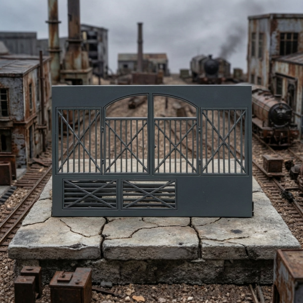 Industrial Factory Gate Model Plastic HO Scale Gate Miniature HO Scale Fence for Dioramas