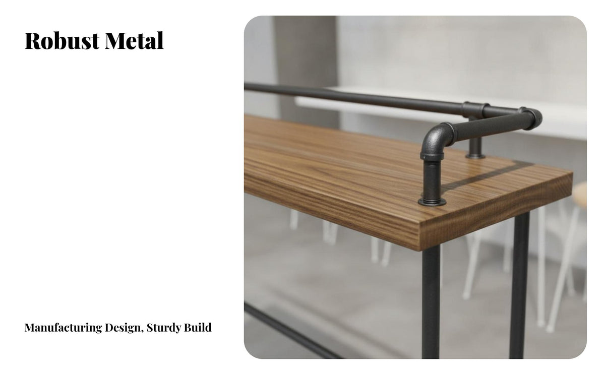 Warehouse Bar Table High Top Narrow Counter-Height Table Set Space-Saving Design Tall Dining Furniture for Apartment Dwellers, Balcony, Kitchen