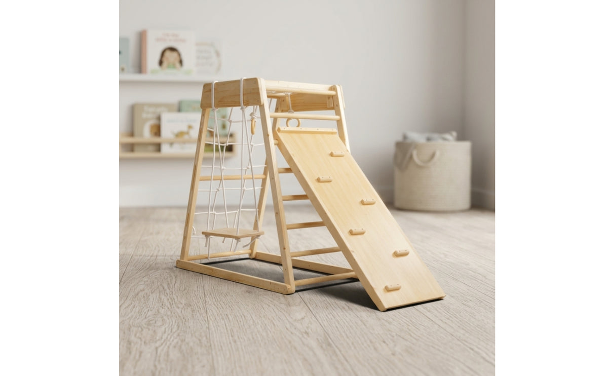 Climbing Set with Slide 7-in-1 Indoor Jungle Activity Set Climbing Set with Swing for Kids, Toddlers, Playroom