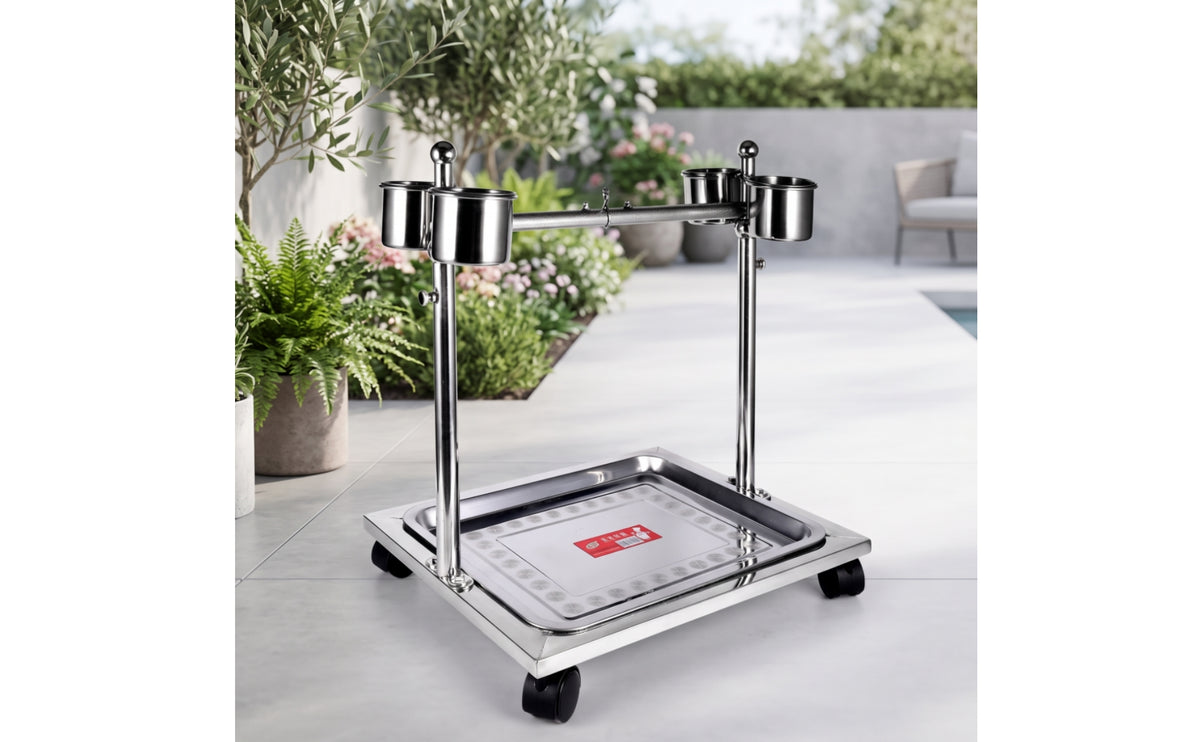 Rolling Bird Stand with Tray Heavy-Duty Stainless Stainless Avian Playstand Playstand Stable Pet Supply for Parrots, Home