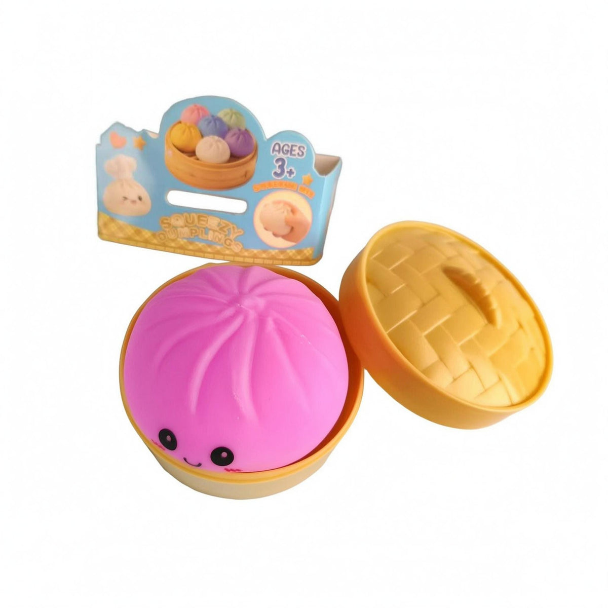 TPR Steamed Bun Press Toy Woven Texture Baozi Fidget Toy Basket-Style Container Soft Rebound Bun Squishy Lid