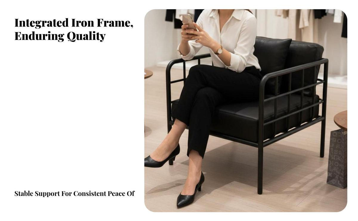 2-Seater Metal Frame Couch Light Luxury Design Two-Seater Metal Frame Settee Vintage aesthetic Small Sofa for partners, Homeowners, Boutique, Office Lounge