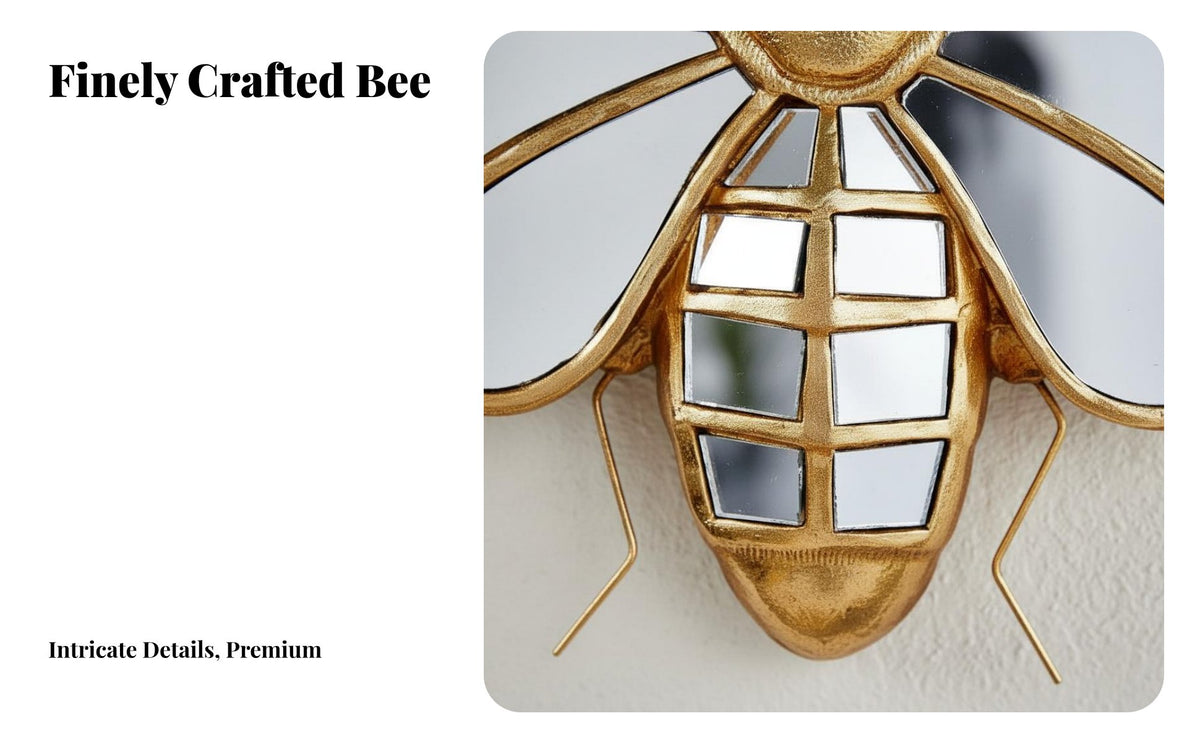 Mirrored Wasp Wall Hanging Resin Material Dimensional Wall Art Bee Shaped Mirror High-Quality Materials House Decoration