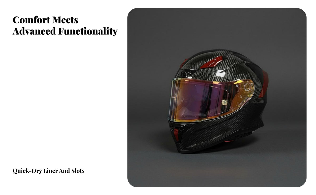 Carbon Reinforced Full-Coverage Helmet Strong Impact Resistance Carbon Reinforced Full Face Helmet High Density Expanded Polystyrene Liner