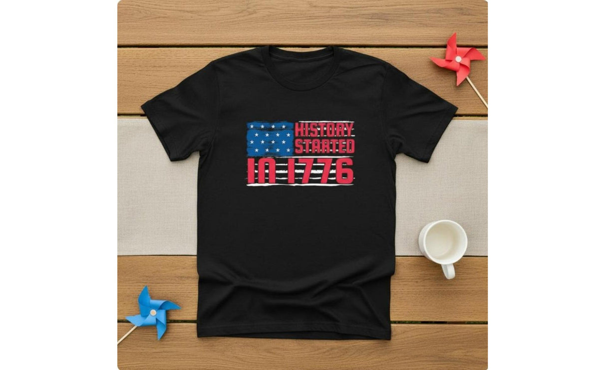 July 4th 1776 Shirt Material Independence Day T-Shirt Machine Washable Independence Day Tee