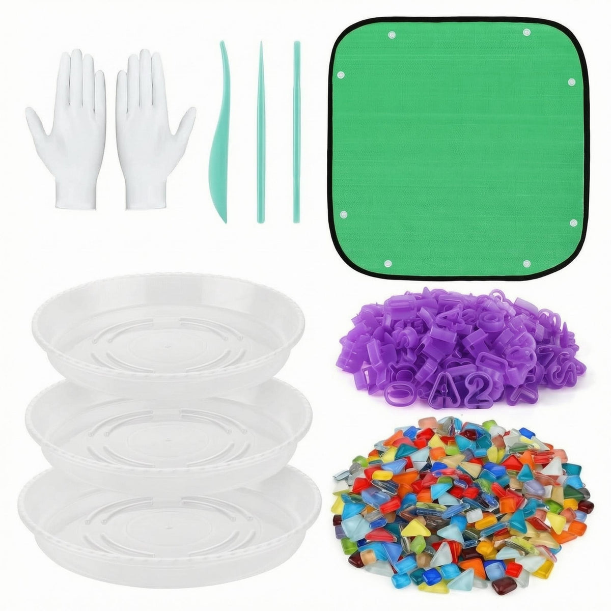 DIY Mosaic Stepping Stone Kit Outdoor Stepping Stone Mold Set Waterproof Mat Round Mold Kit Alphabet Molds