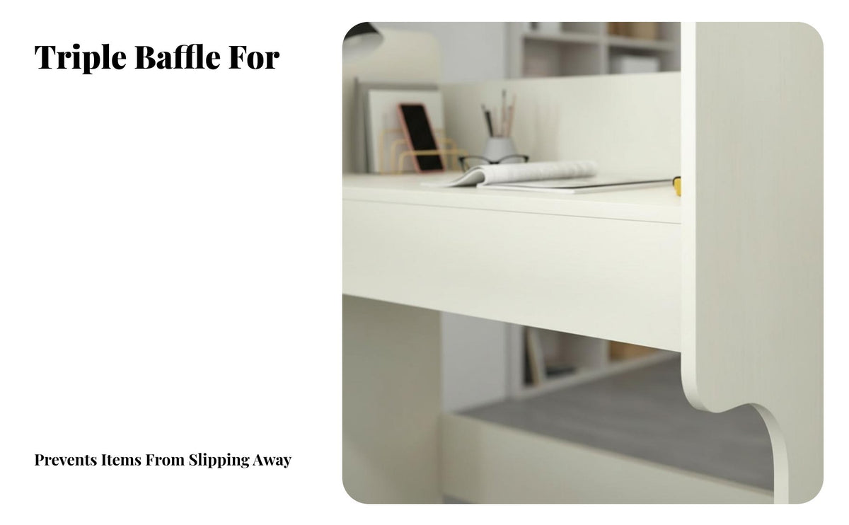 Immersive Design Private Study Carrel Spacious Work Area Partitioned Desk Upper Storage Shelf Computer Table With storage shelf for Homeschoolers, Library Patrons, Dormitory, Classroom, Testing Center, Home Office