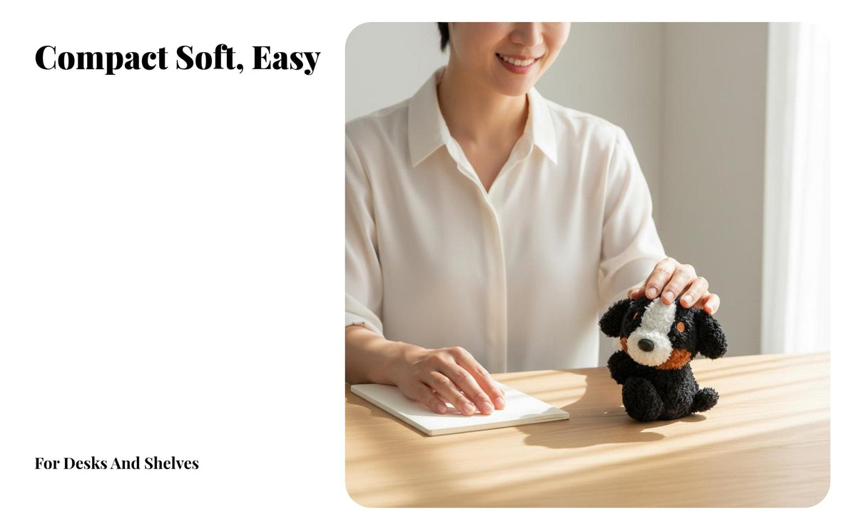 Miniature Dog Stuffed Toy Cute Soft Dog Figurine Stuffed Puppy Desk Companion for Office Workers, Students, Computer Screen