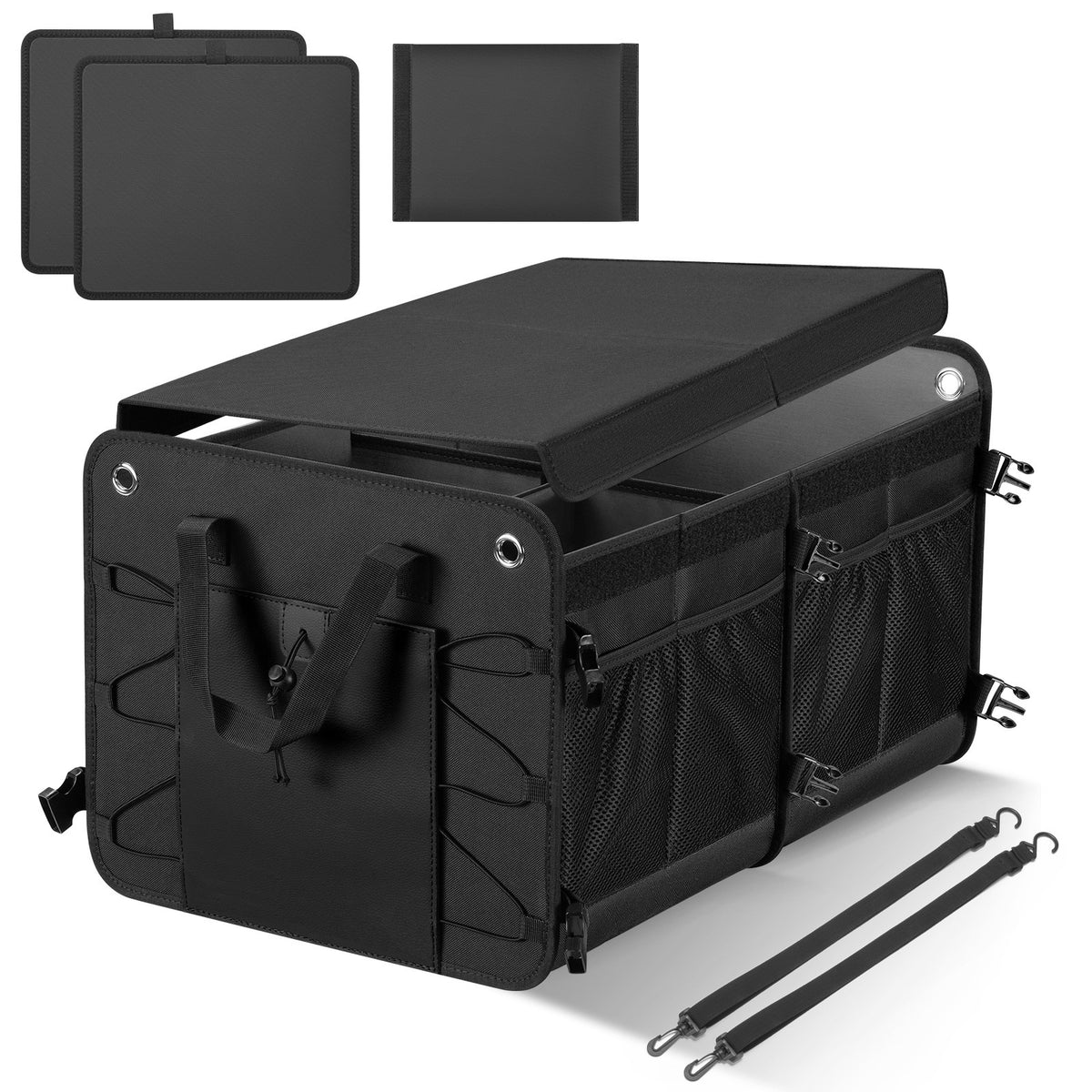 Car Trunk Organizer with Lid Rigid Car Trunk Organizer Foldable Storage Box Compact Collapsible Cargo Bin Non-Slip for Travelers