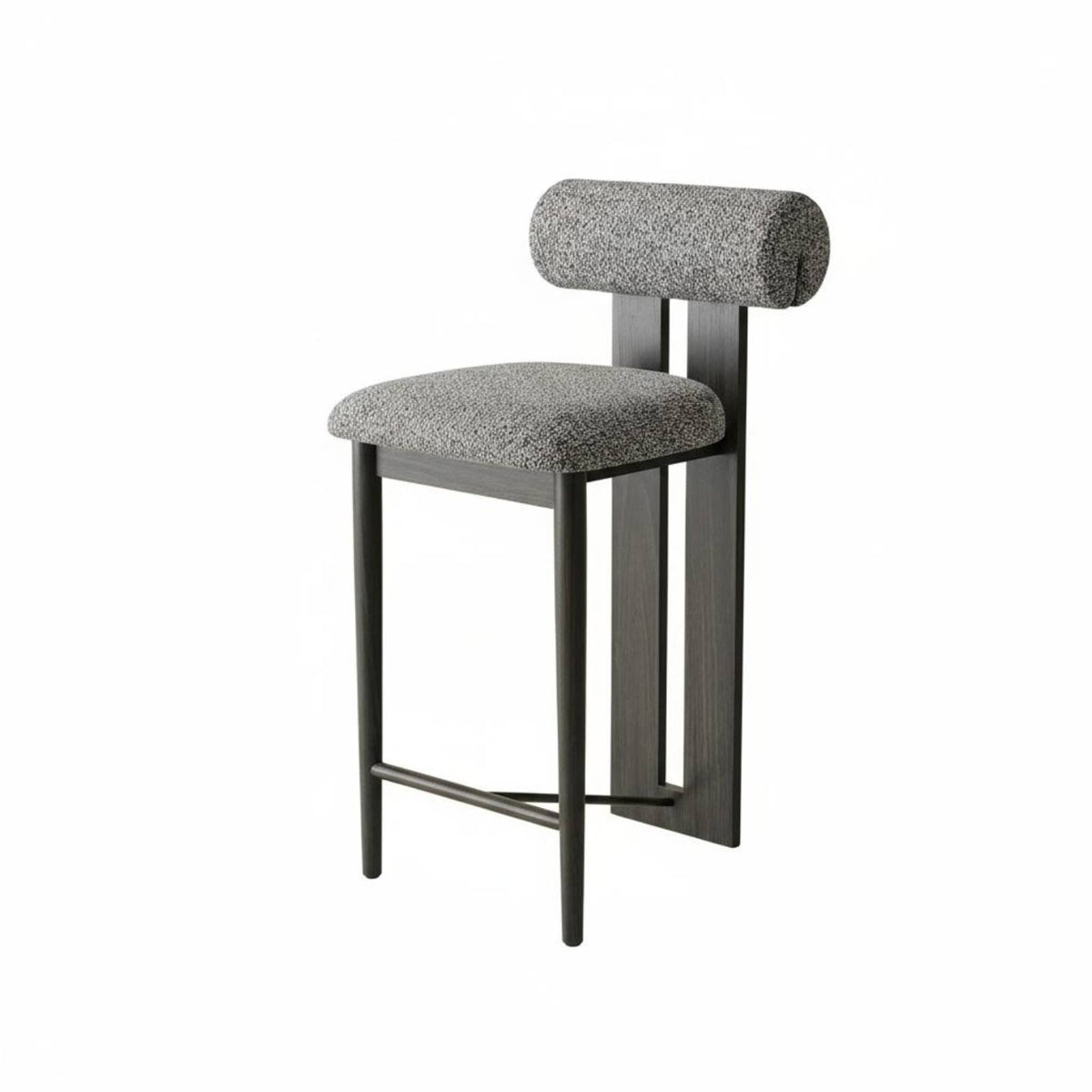 Nordic Design Upholstered High Stool with Woven spinerest Retro design Bar Chair Padded Seat Household Furniture Built-in Footrest for Homeowners, Interior Decorators, Restaurant Owners, Kitchen Island, Counter, Cafe, Dining Room
