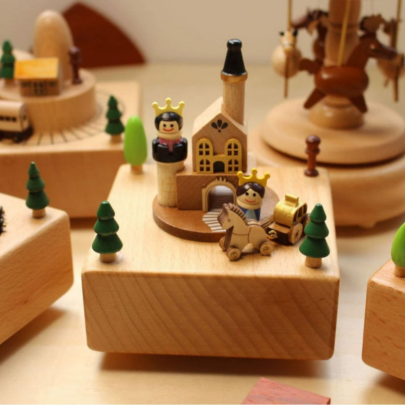 Wooden Music Box Train, Beech Wood, Gift for Children