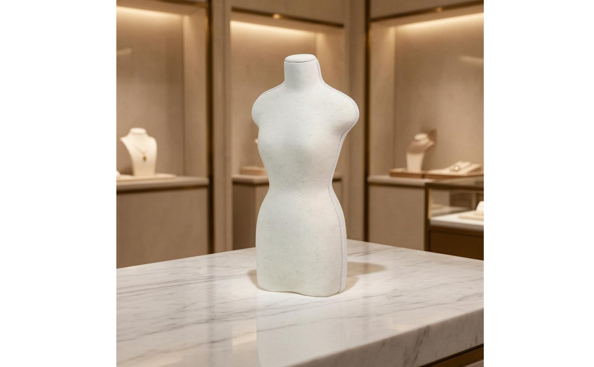 Necklace Bust Mannequin Textured Surface Pendant Display Bust Light Beige Linen Necklace Holder