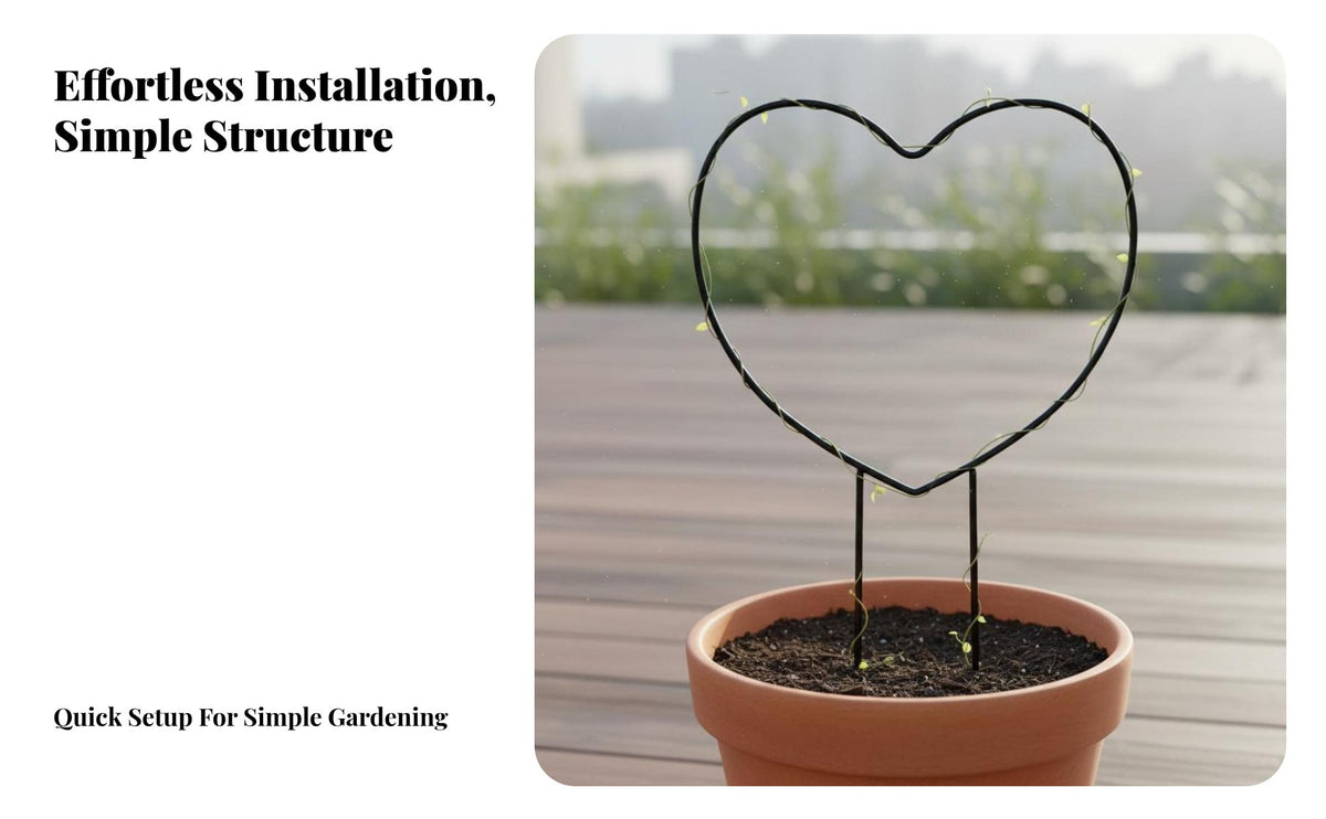 2 Pieces Heart Shaped Plant Support Decorative Heart-Shaped Trellis Round Plant Climbing Frame for Garden, Outdoor, Balcony