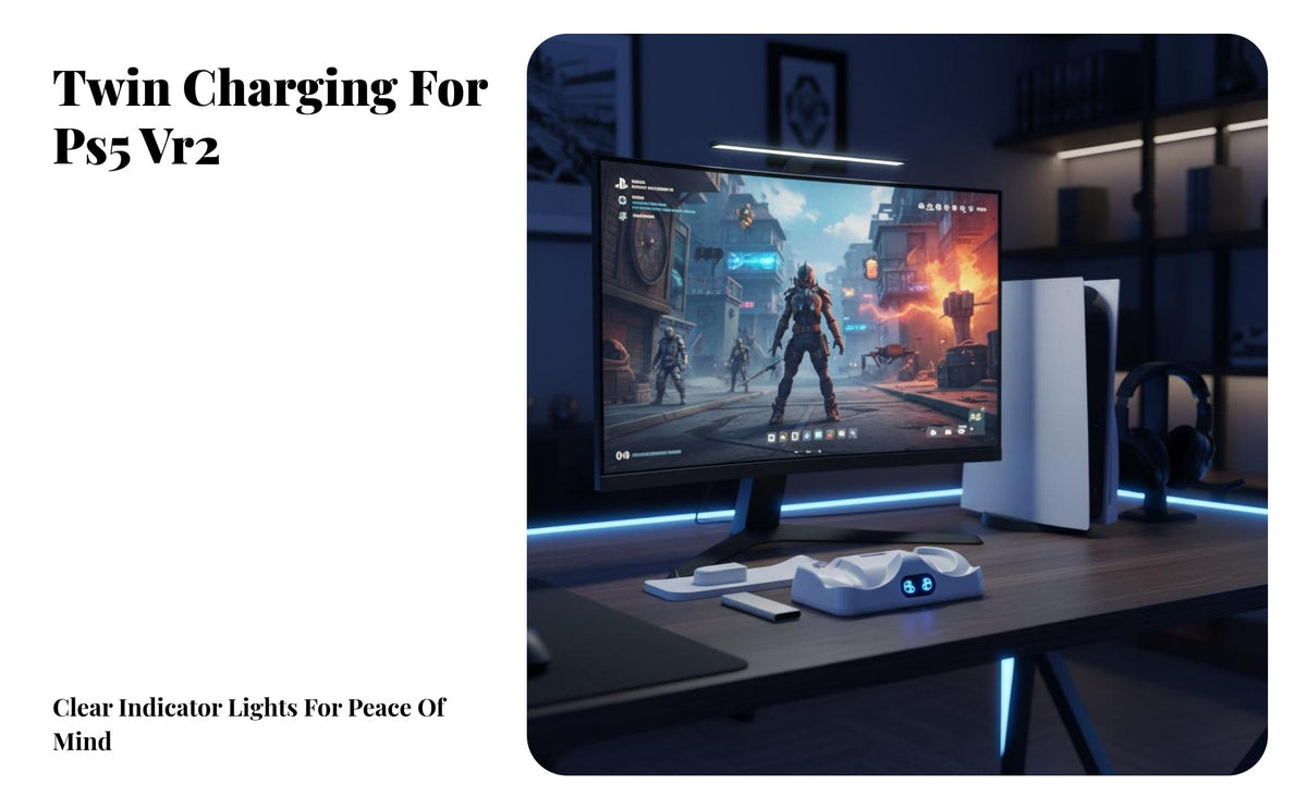 PS Simulated 2 Charging Station LED Indicators PS5 Simulated 2 Sense Controller Breathing Light Effect PS Simulated 2 Charging Stand for Desktop
