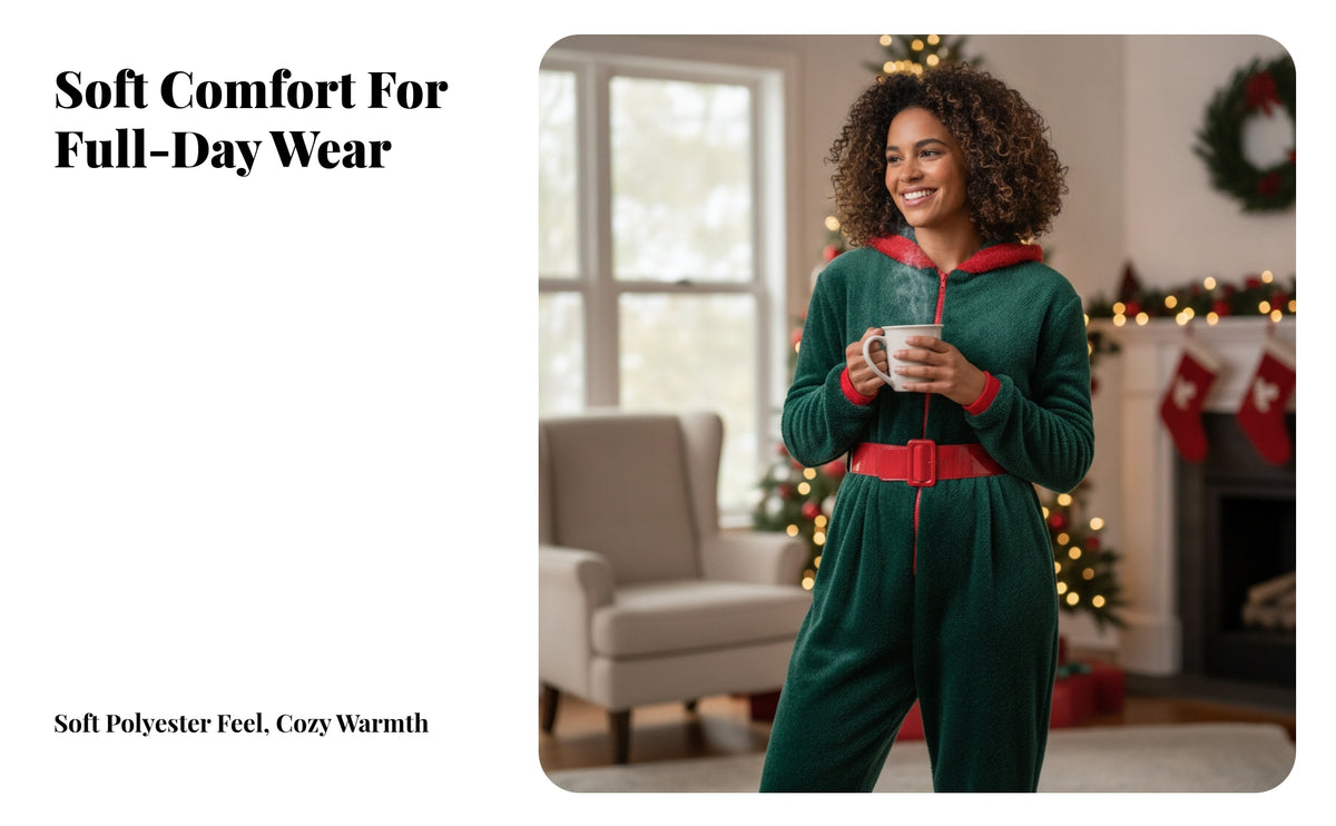 Plush Hooded Jumpsuit with Zipper Zippered One-Piece Costume Cozy Jumpsuit Costume Soft for Adults, Halloween, Cosplay, Holiday Parties