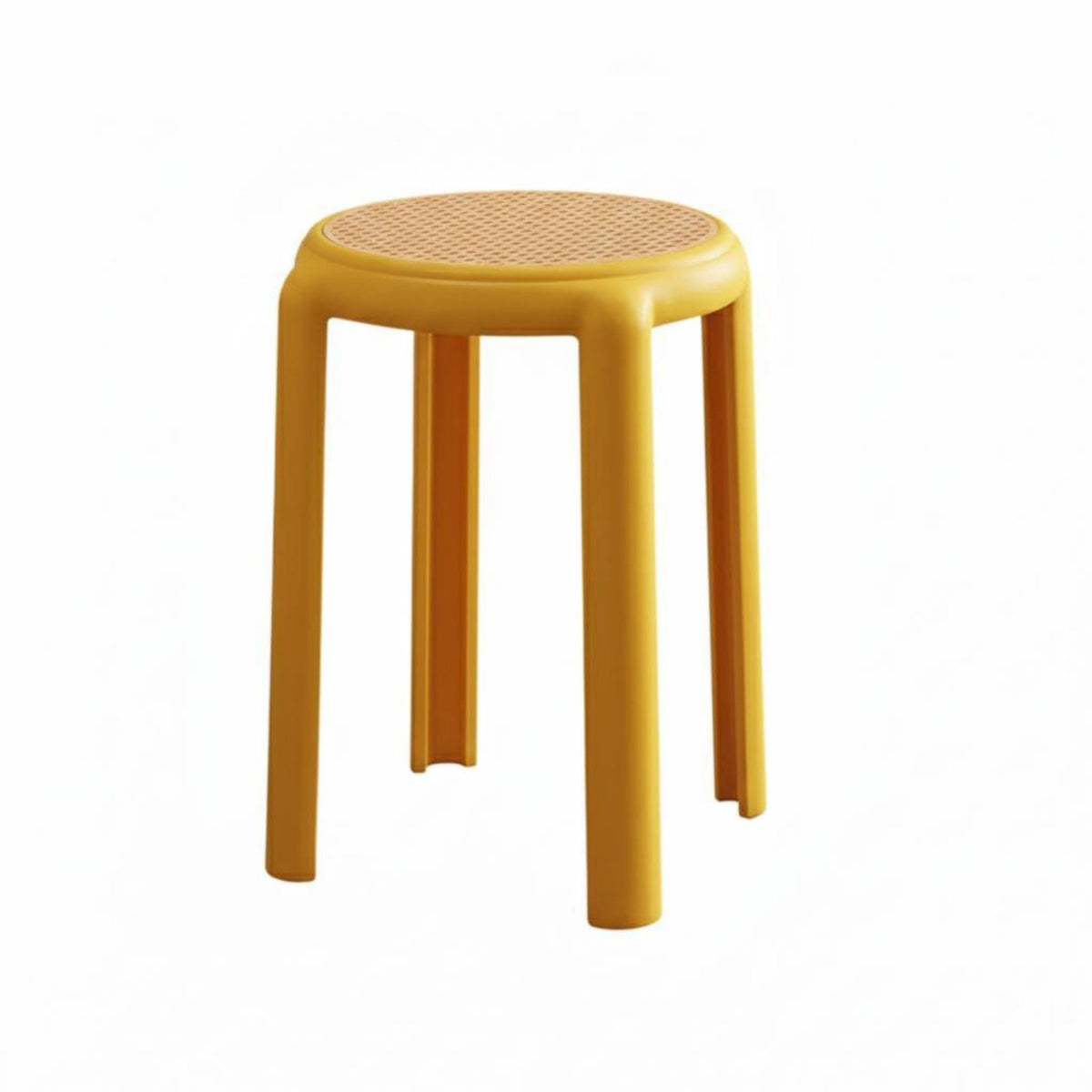 long-finaling Stackable Woven-Look Seat Sturdy Construction Round stacking Stool Space-Saving Design Backless Chair Easy to Clean for Homeowners, Students, educators, Living Room, Kitchen, Balcony, Patio