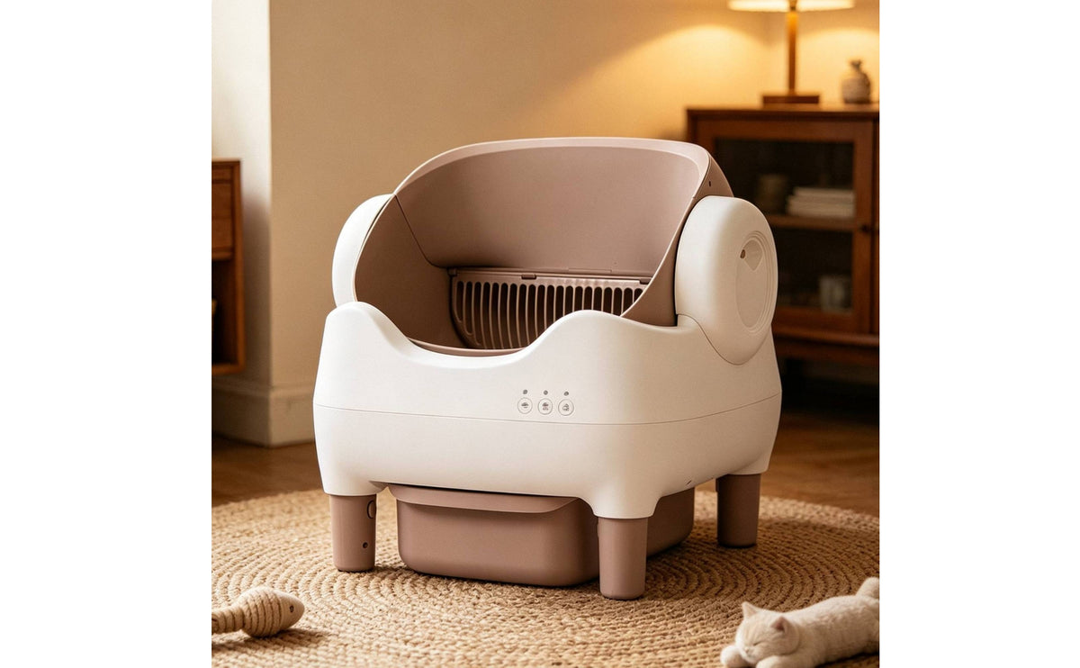 Self Cleaning Automatic Cat Litter Box High-Sided Electric Litter Box Handsunobstructed Pet Toilet Freestanding for Cats, Laundry Room, Balcony, Bedroom