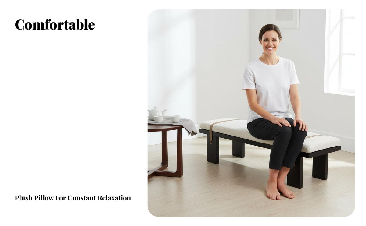 Light Luxury Padded Long Stool design-inspired Upholstered Wooden Bench Modern Minimalist Dining Seat adaptable for Interior Designers, homeowners, Restaurant, Bedroom, Living Room, Entryway