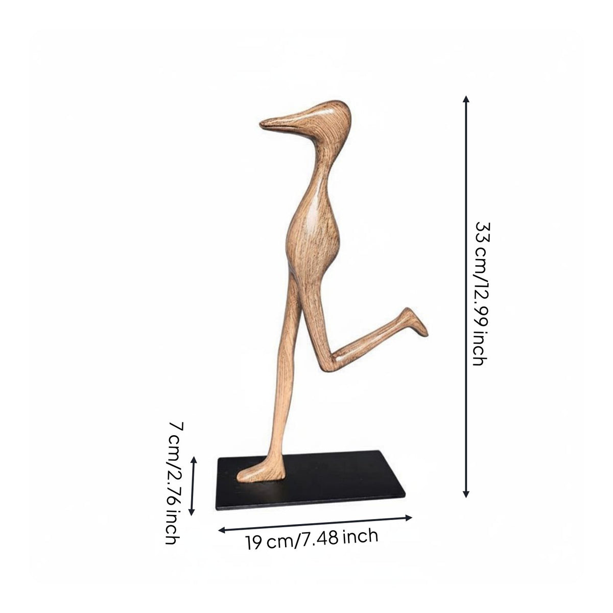 Artistic Long Beak Bird Statue Antique Look Abstract Bird Figure Modern Geometric Creature Sculpture Detailed Design