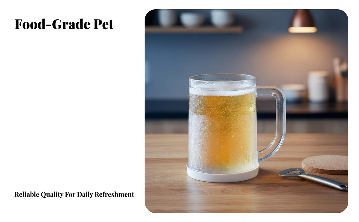 Keeps Drinks Cold Freezer Beer Mug No Ice Needed Double Wall Chiller Mug Prevents Dilution Self-Chilling Beer Stein Food Grade Material for Gift Givers, Party Goers, Adults, Home Bar, Outdoor Parties, Gifting Occasions, Barbecues