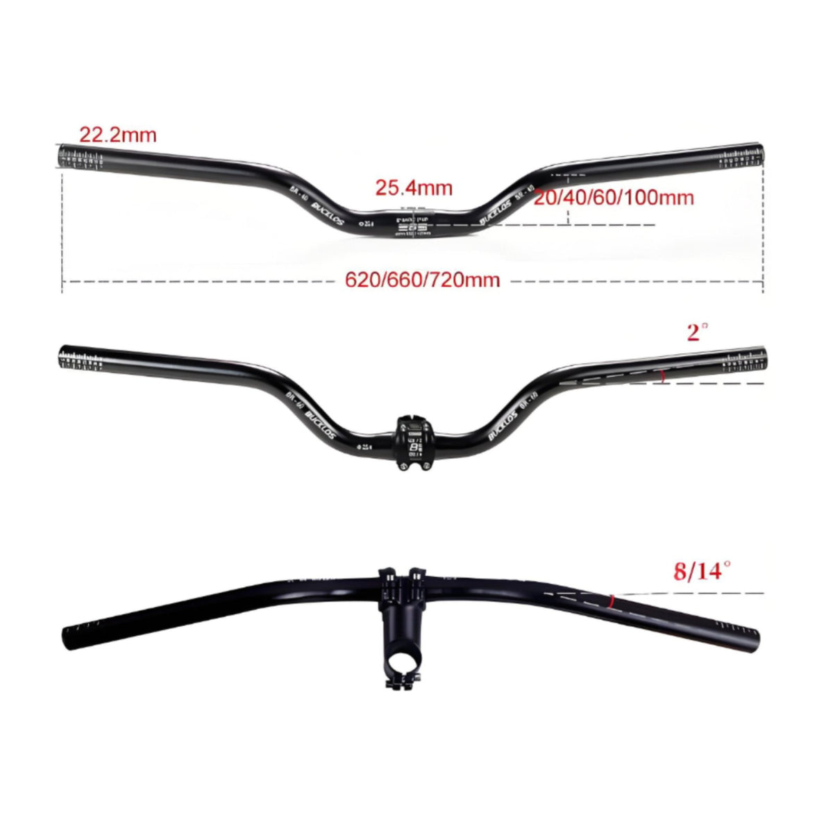 Lightweight Mountain Bike Riser Bar High Strength Mountain Bike Riser Handlebar Long-Lasting for Trail Riding