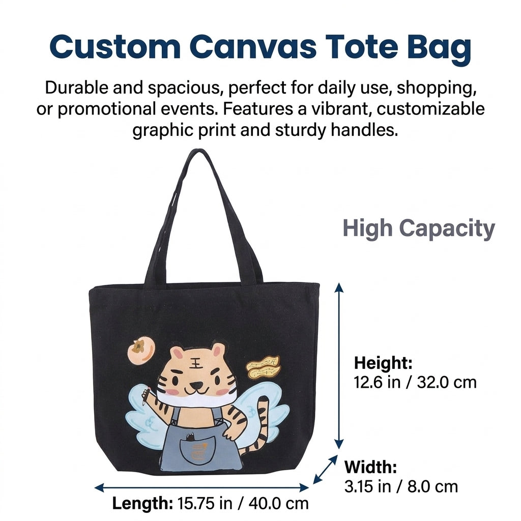 Canvas Tote Bag with Compartments, Reusable Shopping Customizable Heat Transfer Printing computer Carry for Students 40x32x8 cm Poly Blend