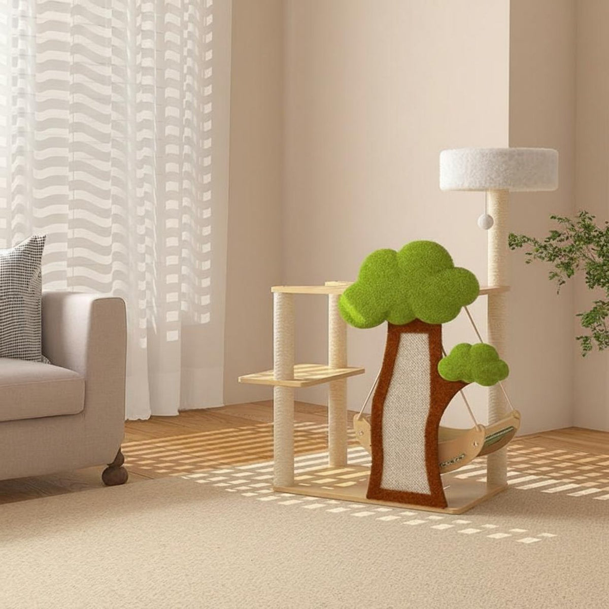 Multi-Functional Cat Tree with Condo and Scratcher