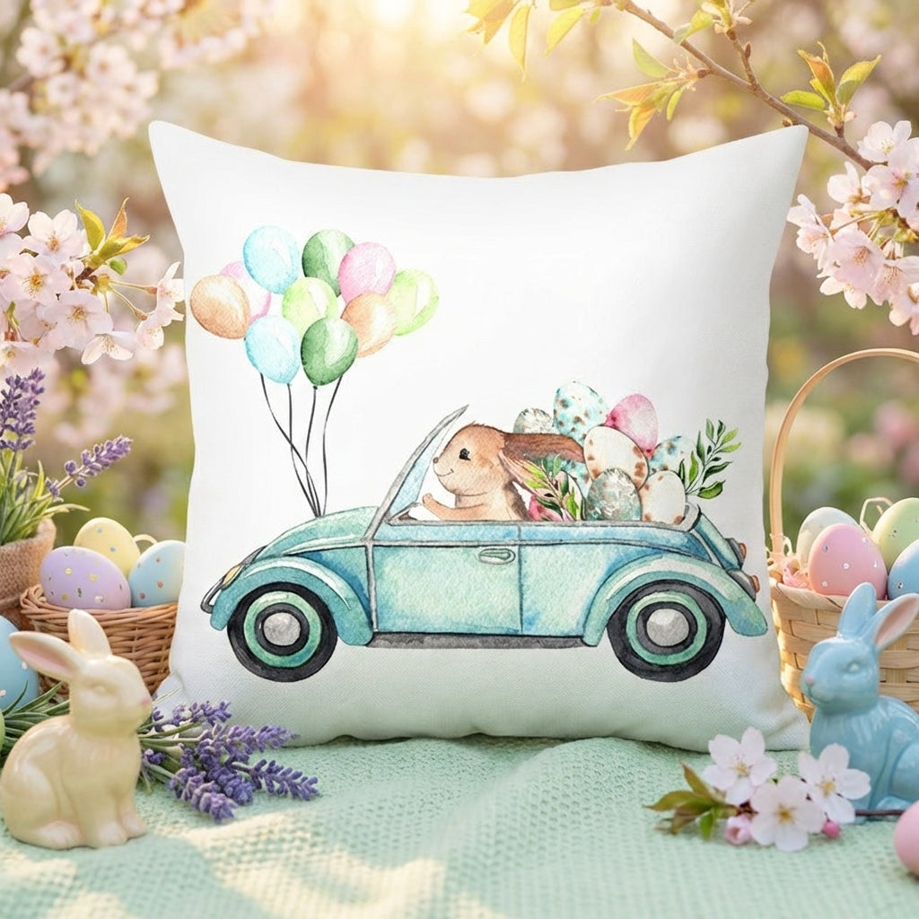 Easter Pillow Cover Bunny Throw Pillow Case Decorative Cushion Cover for Holiday Decor, Home, Sofa, Living Room, Bedroom