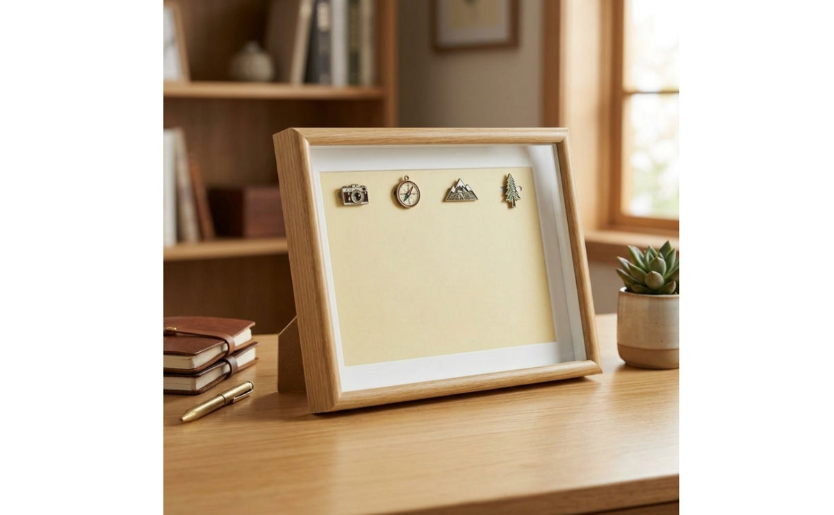 Natural Wood Grain Medal Display Frame A4 Size Medal Shadow Box Transparent Front Badge Display Frame White Border