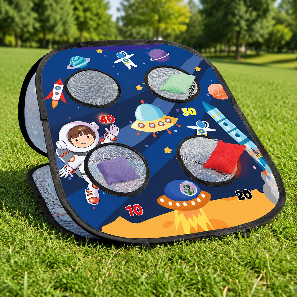 Folding Bean Bag Toss Game, Garden Games for Kids & Families, Outdoor Toys with Sticky Balls & Storage Bag, 58x49x33cm Target Game