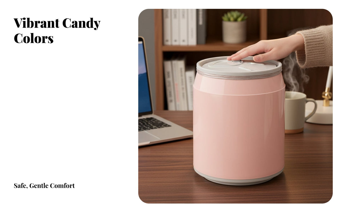 Beverage Can Shaped Trash Bin Sturdy PP Material Carbonated Can Garbage Bin Easy to Clean Press Top Wastebasket for Kids, Adults, Car, Bedroom