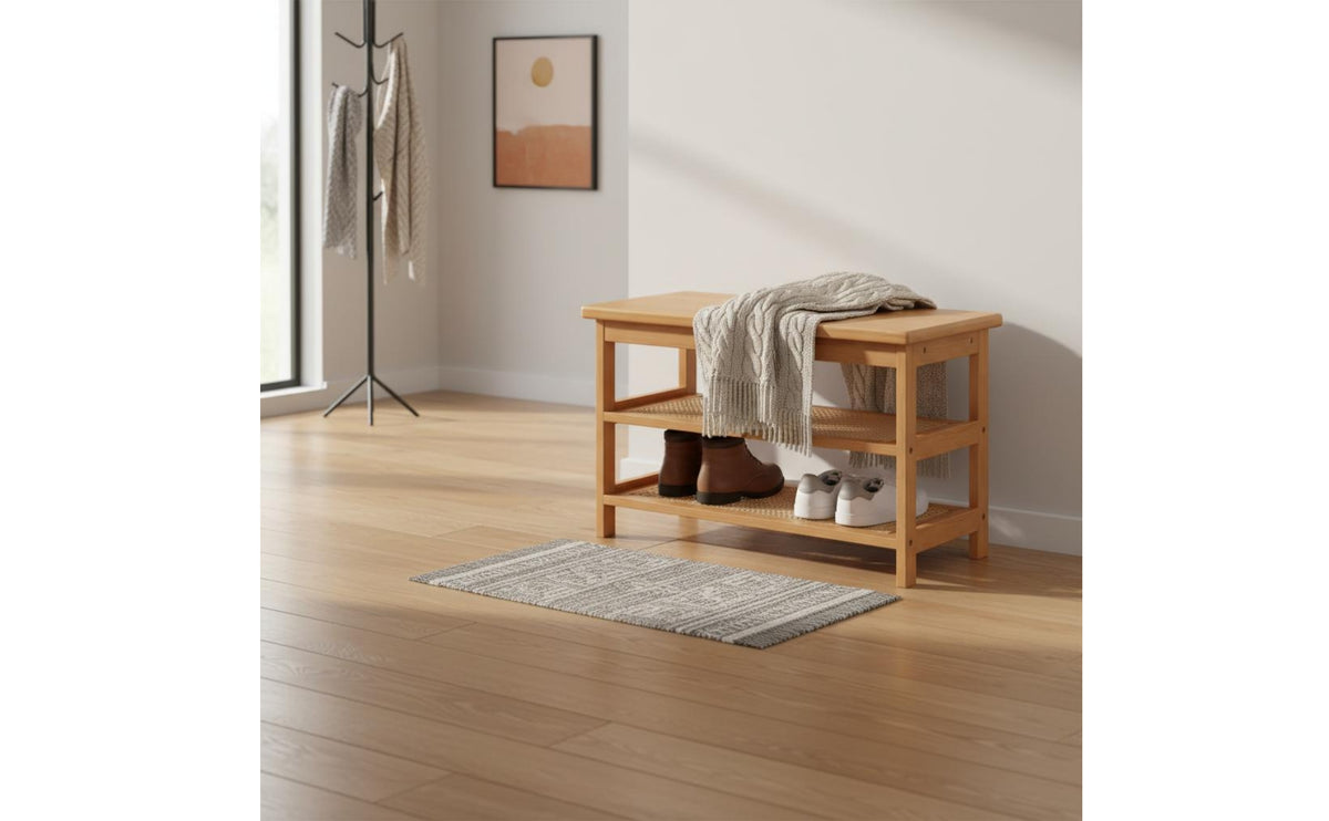 Dustproof Entryway Shoe Bench 2-in-1 Design Shoe Storage Bench Easy to Assemble Home Furniture Adjustable Shelf for Hallway