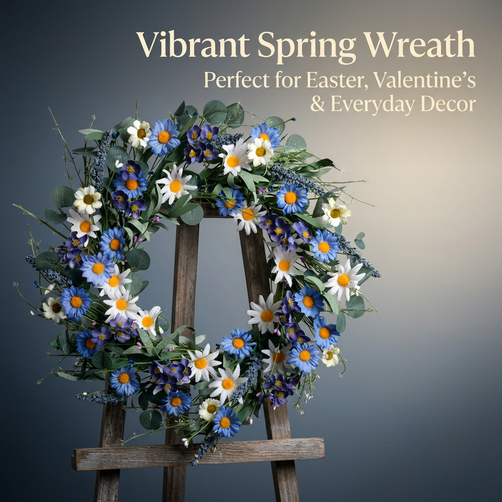 Front Door Wreath Spring Summer, Door Wreath Spring Handmade Floral, Front Door Wreath for Easter Decor, Door Wreath Spring for Entryway Decor
